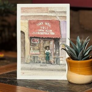 Original Watercolor Painting San Francisco Deli 6 x 8